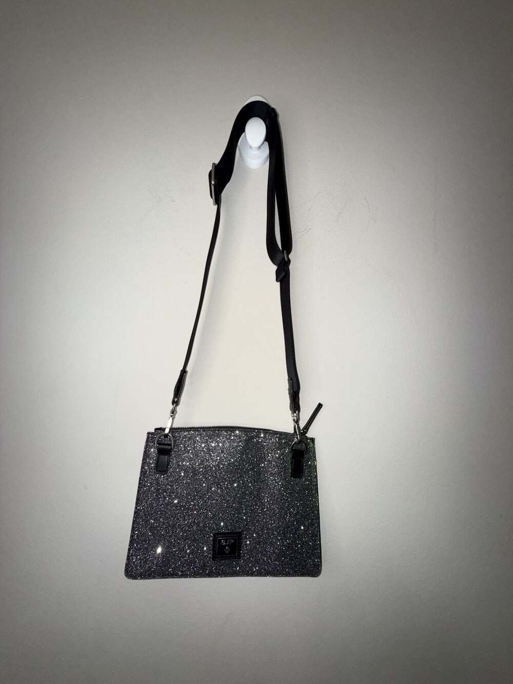 Samsonite SJP Black Glitter RFID-Protected Convertible Crossbody Shoulder Bag